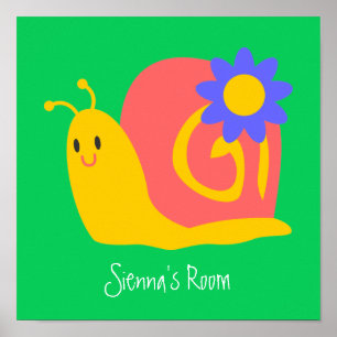Cute colorful children's snail design poster