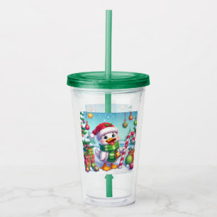 Cute Colorful Christmas duck Acrylic Tumbler