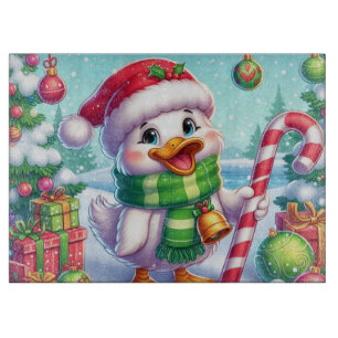 Cute Colorful Christmas duck Cutting Board
