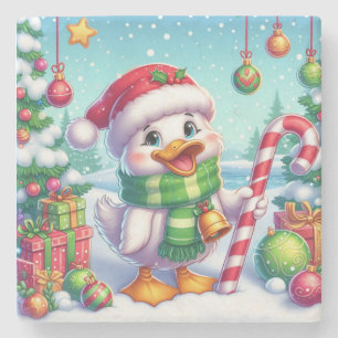 Cute Colorful Christmas duck Stone Coaster