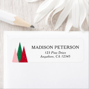 Cute Colorful Christmas Trees Return Address