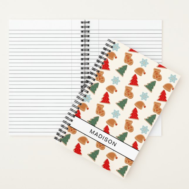Cute Colorful Cookie Pattern Christmas Kids Recipe Notebook (Inside)