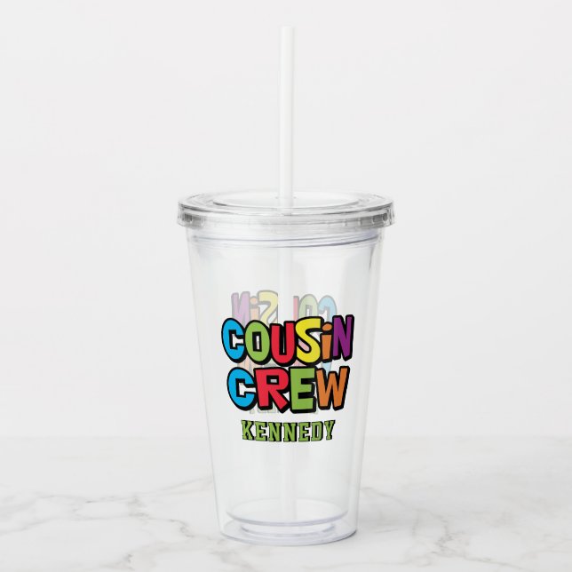 Cute Colorful Cousin Crew Family Reunion  Acrylic Tumbler (Front)