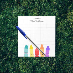 Cute Colorful Crayon Custom Teacher Appreciation Notepad