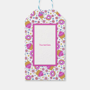 Cute colorful cupcake, flower and bagel Bookmark Gift Tags