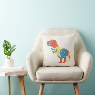 Cute Colorful Dinosaur Throw Pillow   Fun Kids Roo