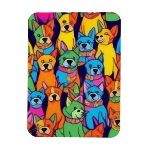 Cute colorful dogs happy dogs magnet