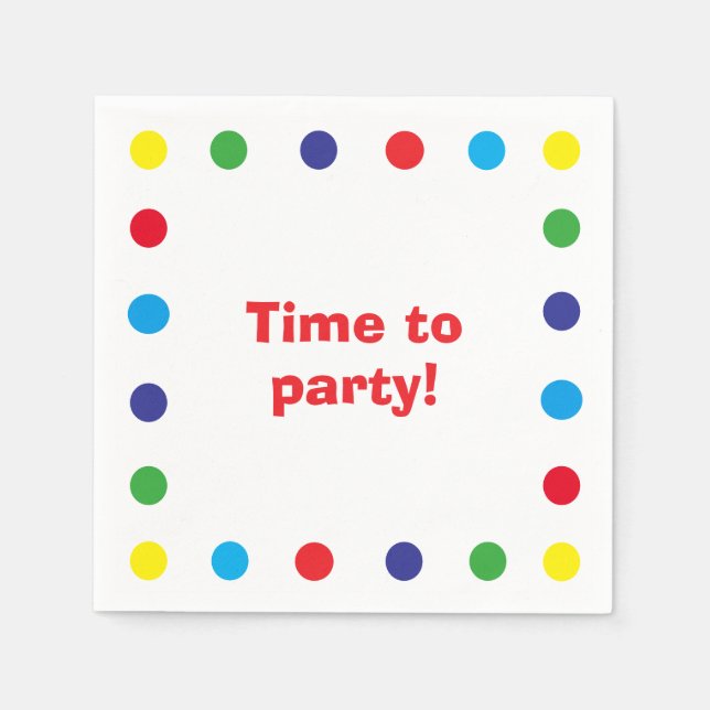 Cute & Colorful Dots Kids Birthday Party Napkin (Front)