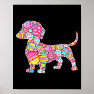 Cute Colorful Eggs Dachshund Dog Puppy Poster