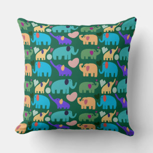 Cute Colorful Elephant Seamless Pattern Cushion