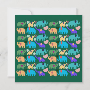 Cute Colorful Elephant Seamless Pattern Invitation