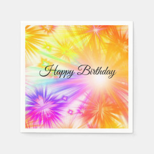 Cute, Colorful Fireworks, Happy Birthday Napkin