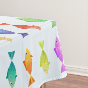 Cute colorful fish pattern Fleece Blanket Tablecloth