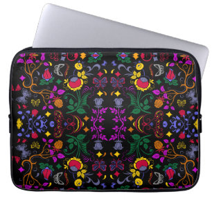 Cute colorful floral pattern laptop sleeve