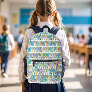 Cute Colorful Girl Flip Flops Pattern Printed Backpack