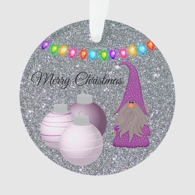 Cute,Colorful,Gnome,Merry Christmas Ornament (Front)