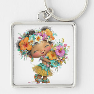 CUTE COLORFUL HAWAIIAN THEMED GIRL KEY RING