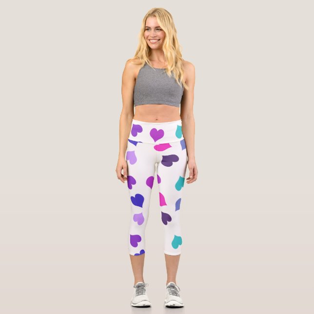 Cute colorful hearts capri leggings (Front)