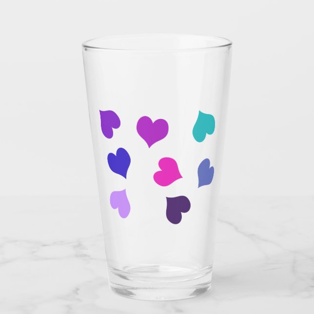 Cute colorful hearts glass (Front)
