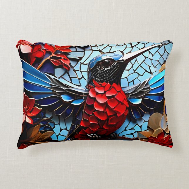Cute Colorful Hummingbird Mosaics  Decorative Cushion (Front)