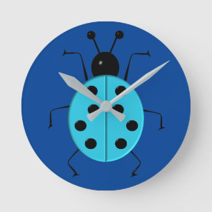 Cute colorful ladybugs ,lucky charm round clock