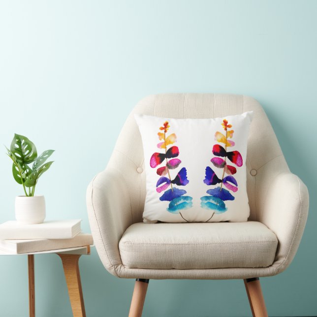 Cute colorful leaves watercolor cushion (Chair)