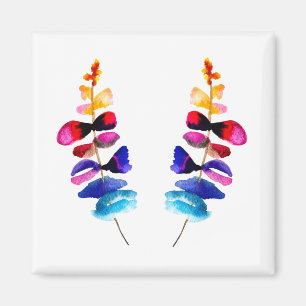 Cute colorful leaves watercolor magnet
