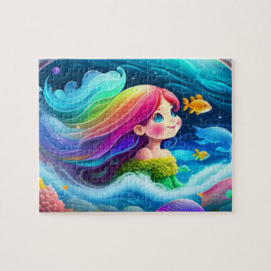 Cute Colorful Little Princess With Rainbow Jigsaw Puzzle