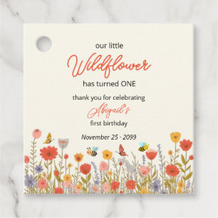 Cute Colorful Little Wildflower Bee's 1st Birthday Favour Tags