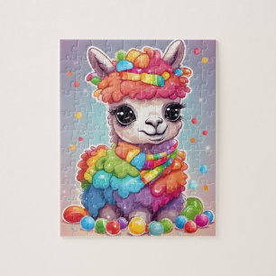 Cute colorful Llama with candies and sweets Jigsaw Puzzle
