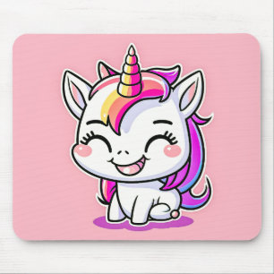 Cute Colorful Magical Happy Unicorn Artwork   Mouse Pad