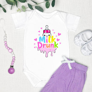 Cute Colorful "Milk Drunk" Funny  Baby Bodysuit