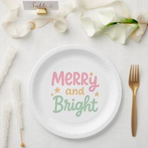 Cute Colorful Modern Christmas Paper Plate