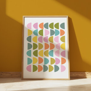 Cute Colorful Modern Geometric Shapes Design Poster