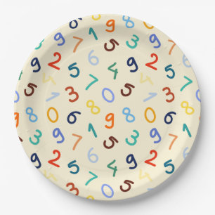 Cute Colorful Number Pattern Paper Plate
