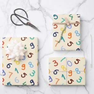 Cute Colorful Number Pattern Wrapping Paper Sheet