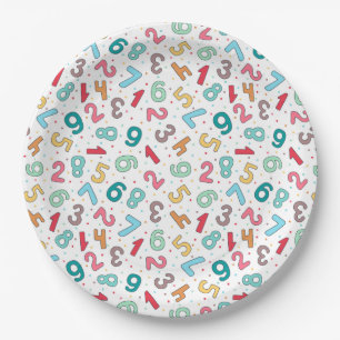 Cute Colorful Numbers Pattern Kids Birthday Paper Plate