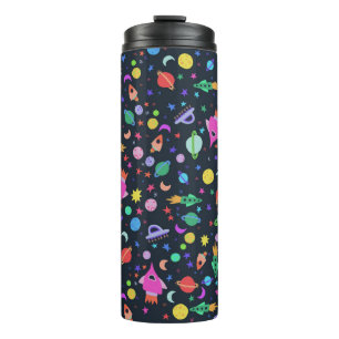 Cute colorful Outer Space Planets Rockets Moon Thermal Tumbler
