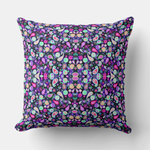 Cute colorful paisley patterns cushion
