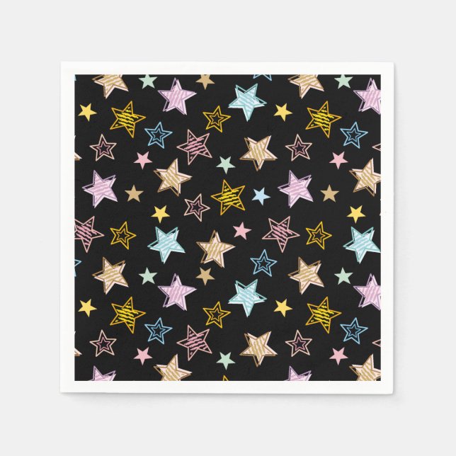 Cute Colorful Pastel Stars Pattern Napkin (Front)