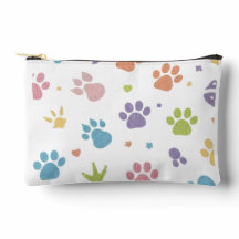 Cute Colorful Paw Prints Pattern Zipper Pouch