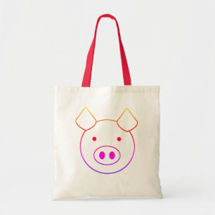 Cute colorful pig tote bag