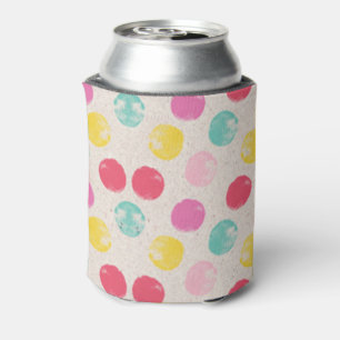 Cute Colorful Polka Dot Pattern Can Cooler
