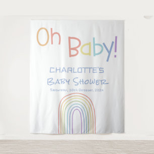 Cute Colorful Rainbow Baby Shower Backdrop Tapestry