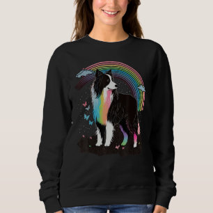 Cute Colorful Rainbow Border Collie Sweatshirt