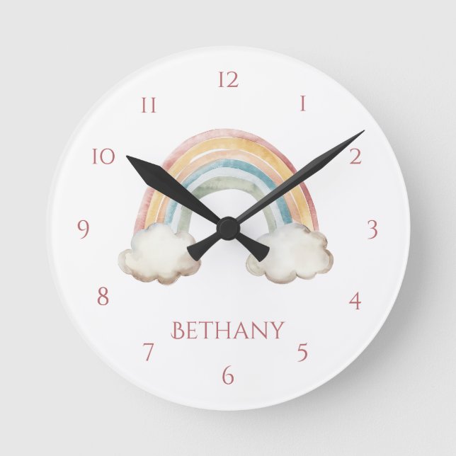 Cute Colorful Rainbow Child's Wall Clock (Front)
