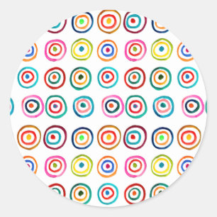 Cute colorful rainbow circles whimsical classic round sticker