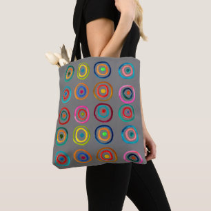 Cute colorful rainbow circles whimsical tote bag