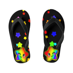 Cute Colorful Rainbow Stars with Smiling Twinkle Kid's Jandals