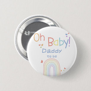 Cute Colorful Rainbow with Hearts Daddy-to-be 6 Cm Round Badge